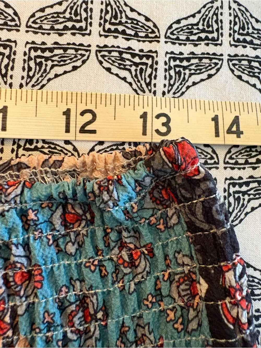 BOHO Printed Patchwork Smocked Waist Maxi Skirt size M - Picture 11 of 11